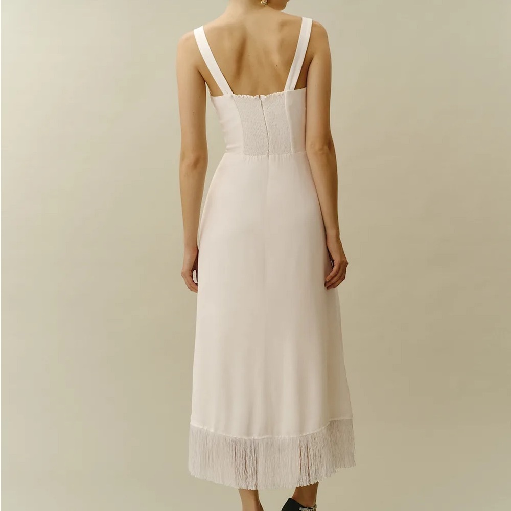 Reformation Ivory Fringe Midi Dress - Picture 3 of 10